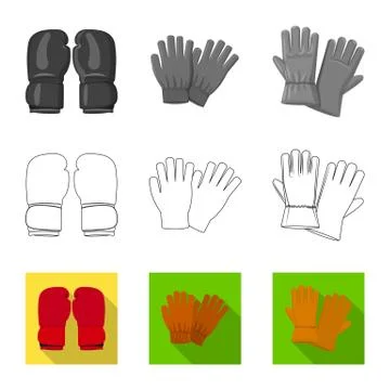 Isolated object of glove and winter sign. Collection of glove and equipment Stock Illustration