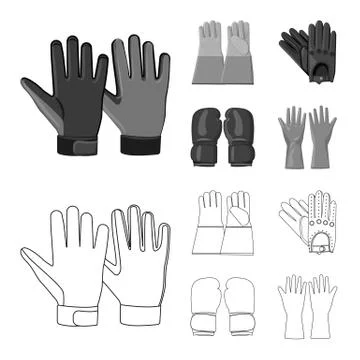 Isolated object of glove and winter logo. Collection of glove and equipment Stock Illustration
