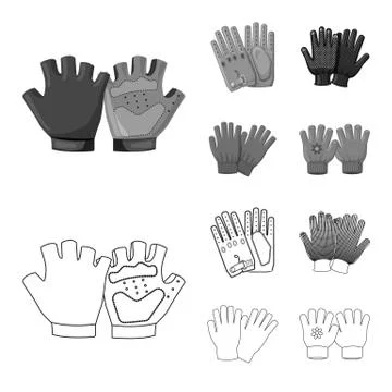 Isolated object of glove and winter logo. Set of glove and equipment vector icon Stock Illustration