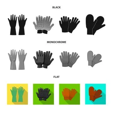 Isolated object of glove and winter sign. Collection of glove and equipment Stock Illustration