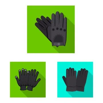 Isolated object of glove and winter symbol. Set of glove and equipment stock Stock Illustration