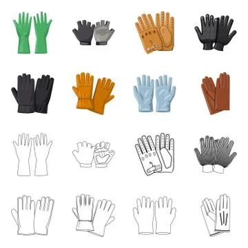Isolated object of glove and winter symbol. Set of glove and equipment stock Stock Illustration