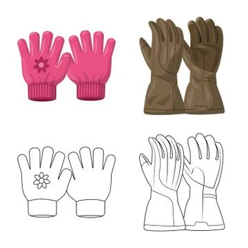 Isolated object of glove and winter logo. Set of glove and equipment stock Stock Illustration