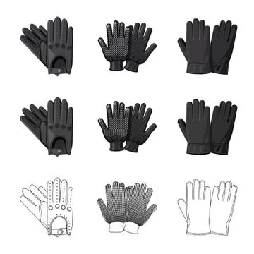 Isolated object of glove and winter sign. Set of glove and equipment vector icon Stock Illustration