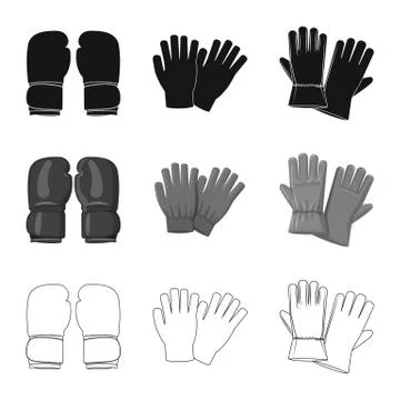Isolated object of glove and winter symbol. Collection of glove and equipment Illustrazione stock