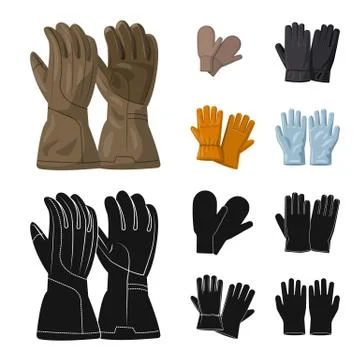 Isolated object of glove and winter sign. Collection of glove and equipment Stock Illustration
