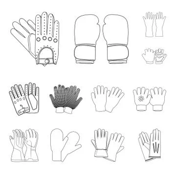 Isolated object of glove and winter symbol. Collection of glove and equipment Stock Illustration