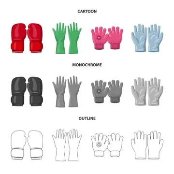 Isolated object of glove and winter sign. Collection of glove and equipment Stock Illustration
