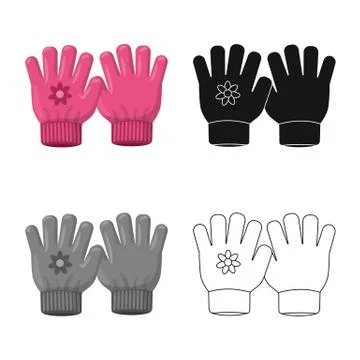 Isolated object of glove and winter symbol. Collection of glove and equipment Stockillustratie