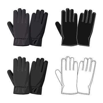 Isolated object of glove and winter sign. Set of glove and equipment stock Stock Illustration