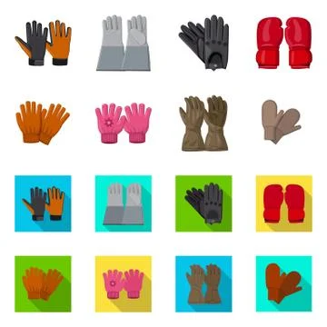 Isolated object of glove and winter symbol. Collection of glove and equipment Stock Illustration