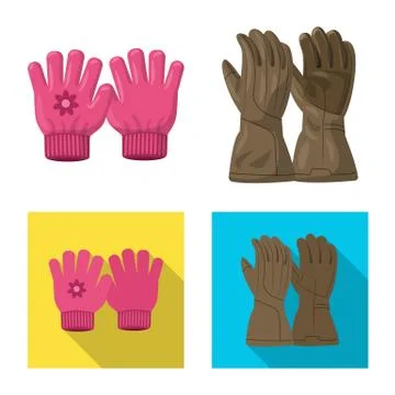 Isolated object of glove and winter sign. Collection of glove and equipment Stock Illustration
