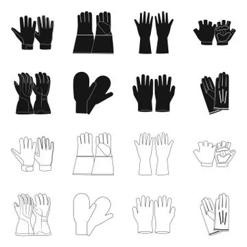 Isolated object of glove and winter sign. Collection of glove and equipment Stock Illustration