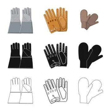 Isolated object of glove and winter logo. Collection of glove and equipment Stock Illustration