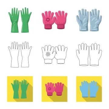 Isolated object of glove and winter sign. Collection of glove and equipment Stock Illustration