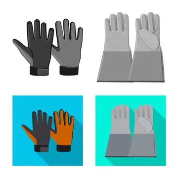 Isolated object of glove and winter sign. Set of glove and equipment stock Stock Illustration
