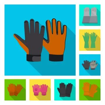 Isolated object of glove and winter sign. Collection of glove and equipment Stock Illustration