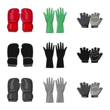 Isolated object of glove and winter logo. Set of glove and equipment stock Stock Illustration