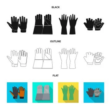 Isolated object of glove and winter sign. Collection of glove and equipment Stock Illustration