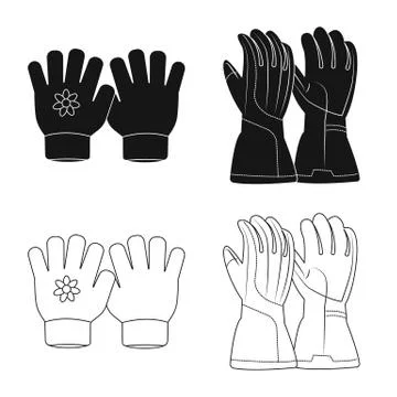 Isolated object of glove and winter symbol. Set of glove and equipment stock Stock Illustration