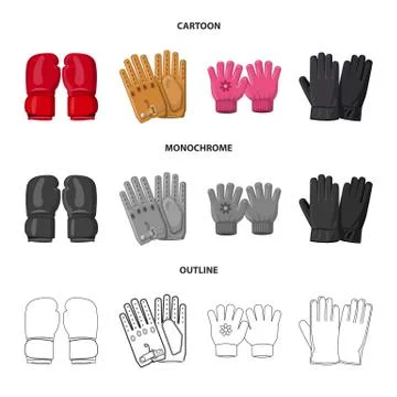 Isolated object of glove and winter symbol. Collection of glove and equipment Stock Illustration
