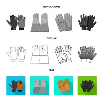 Isolated object of glove and winter sign. Set of glove and equipment stock Stock Illustration