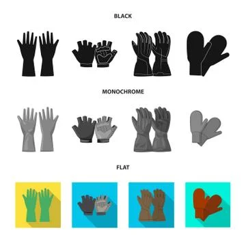 Isolated object of glove and winter sign. Set of glove and equipment stock Stock Illustration