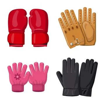 Isolated object of glove and winter symbol. Collection of glove and equipment Stock Illustration