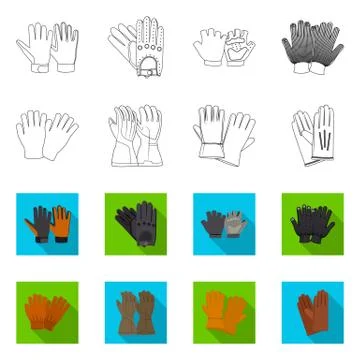Isolated object of glove and winter symbol. Collection of glove and equipment Stock Illustration