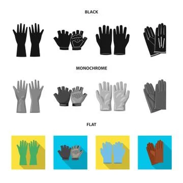 Isolated object of glove and winter sign. Set of glove and equipment stock Stock Illustration