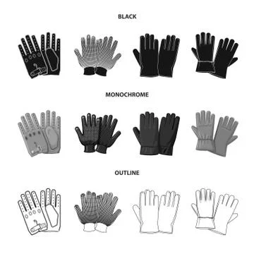 Isolated object of glove and winter symbol. Collection of glove and equipment Stock Illustration