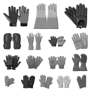 Isolated object of glove and winter icon. Set of glove and equipment vector icon Stock Illustration