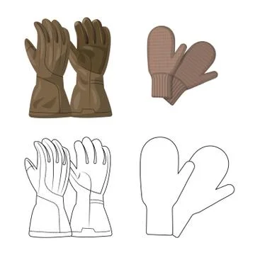 Isolated object of glove and winter sign. Collection of glove and equipment Stock Illustration