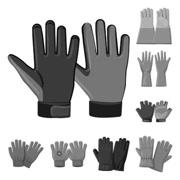 Isolated object of glove and winter logo. Collection of glove and equipment Stock Illustration