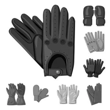 Isolated object of glove and winter sign. Collection of glove and equipment Stock Illustration