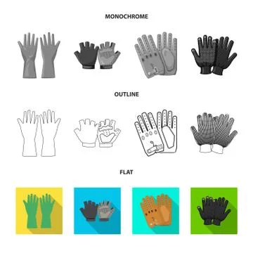 Isolated object of glove and winter symbol. Set of glove and equipment stock Stockillustratie
