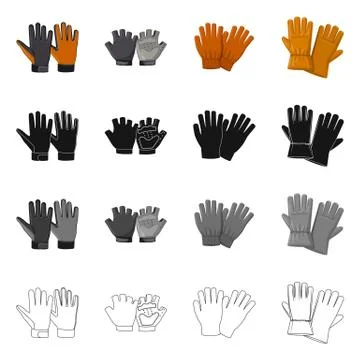 Isolated object of glove and winter logo. Set of glove and equipment stock Stock Illustration