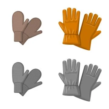 Isolated object of glove and winter symbol. Collection of glove and equipment Stock Illustration