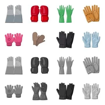 Isolated object of glove and winter sign. Collection of glove and equipment Stock Illustration