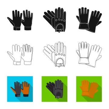 Isolated object of glove and winter symbol. Collection of glove and equipment Stock Illustration