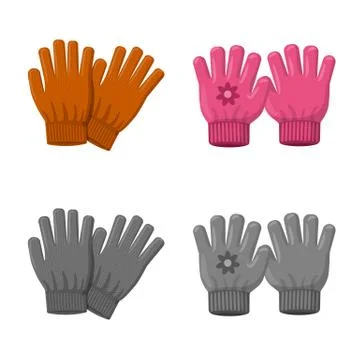 Isolated object of glove and winter sign. Set of glove and equipment stock Stock Illustration