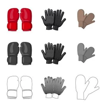 Isolated object of glove and winter logo. Collection of glove and equipment Stock Illustration