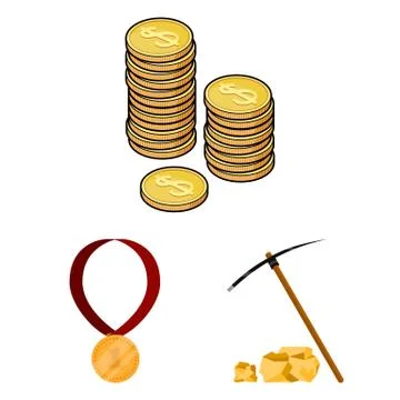 Isolated object of gold  and ingot logo. Set of gold  and economics vector ic Stockillustratie