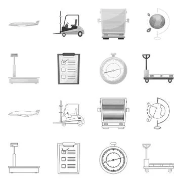 Isolated object of goods and cargo icon. Collection of goods and warehouse イラスト素材