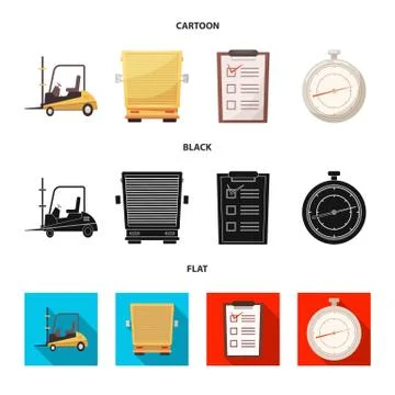 Isolated object of goods and cargo sign. Collection of goods and warehouse stock Illustrazione stock