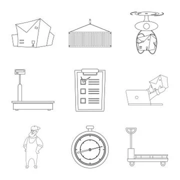 Isolated object of goods and cargo sign. Set of goods and warehouse stock symbol Stockillustratie