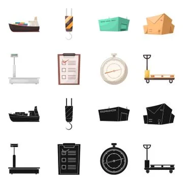 Isolated object of goods and cargo logo. Collection of goods and warehouse Illustrazione stock
