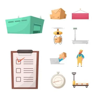 Isolated object of goods and cargo sign. Set of goods and warehouse stock vector Stockillustratie