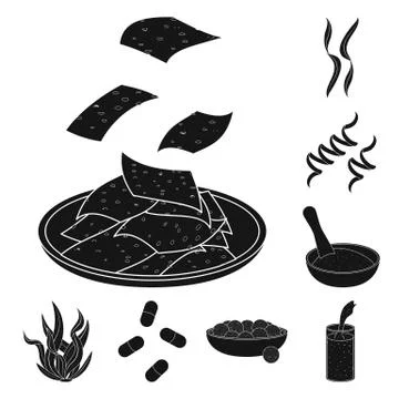 Isolated object of grass and natural icon. Collection of grass and seaweed Stock Illustration