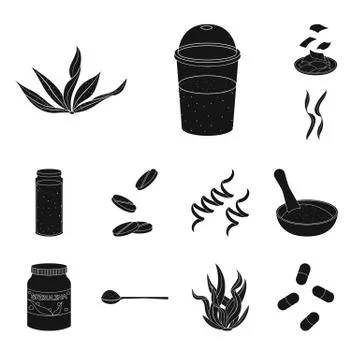 Isolated object of grass and natural icon. Set of grass and seaweed stock symbol Stock Illustration